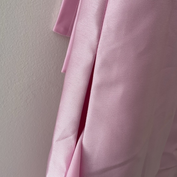 ALFRED SUNG Strapless A-Line Modern Bow Pockets Satin Pink Maxi Dress NWT size 0 - Picture 6 of 15